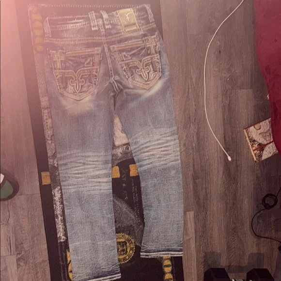 Rock Revival Blue Slim Jeans with Vintage Fading (size 31•30) - Picture 7 of 10